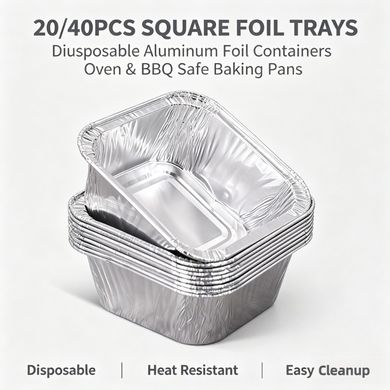 Kitchen Baking Pan Storage - 20/40Pcs 사각형 일회용 알루미늄 호일 트레이