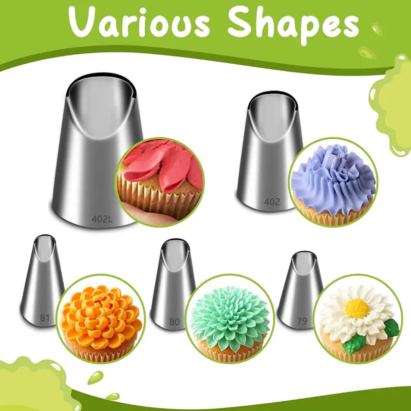 Kitchen Baking Decor - 5PCS 스테인레스 스틸 파이핑 노즐 세트,