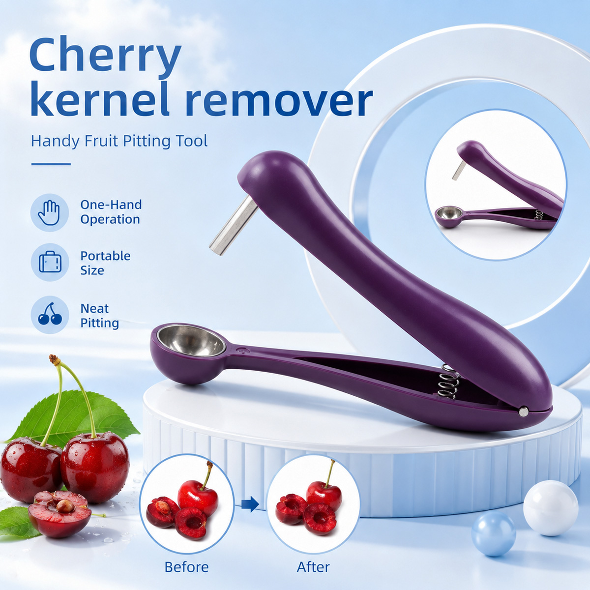Kitchen And Baking Tools - 체리 씨 제거기 휴대용 체리 피터