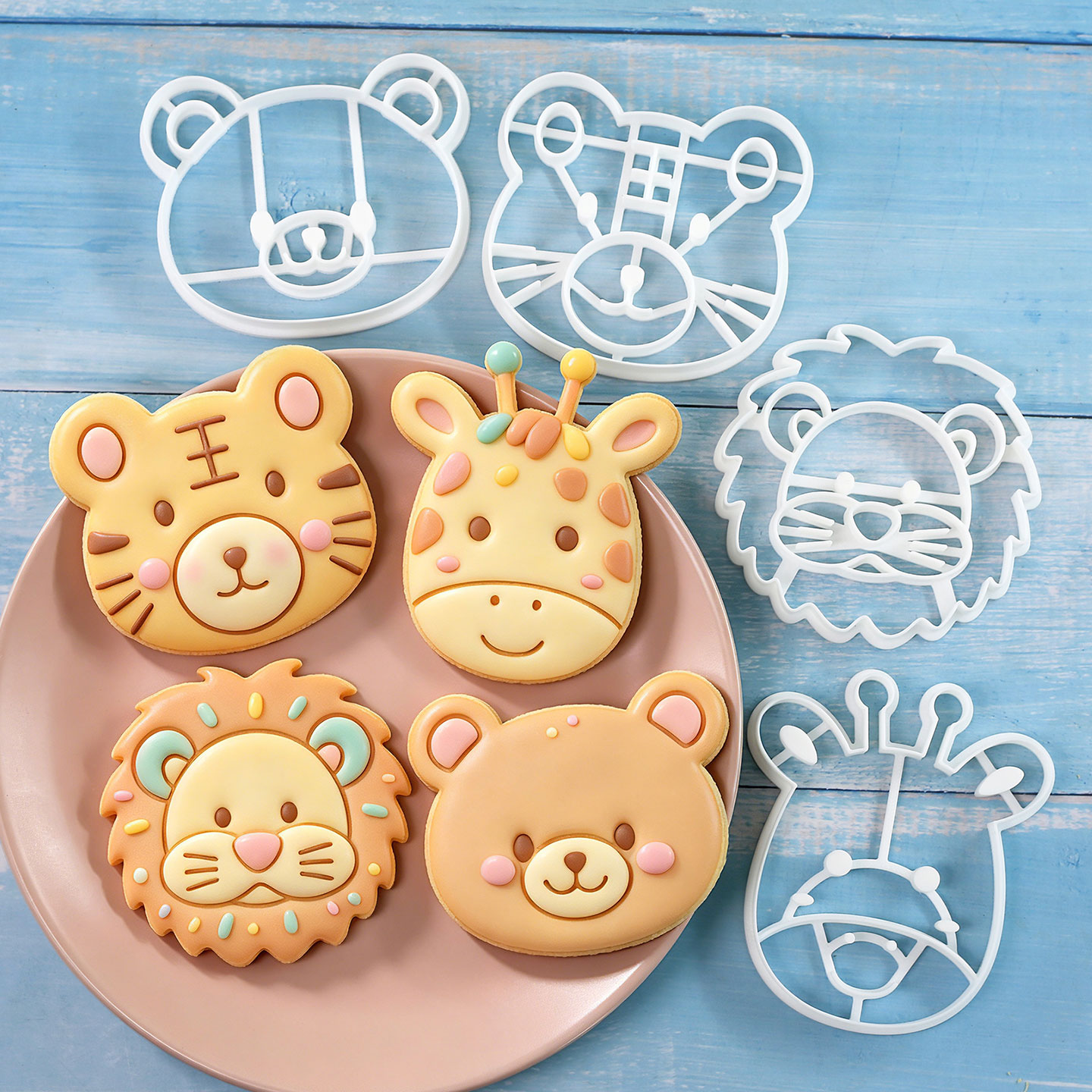 Baking Kitchen Set - 4개 동물 쿠키 커터 세트 3D