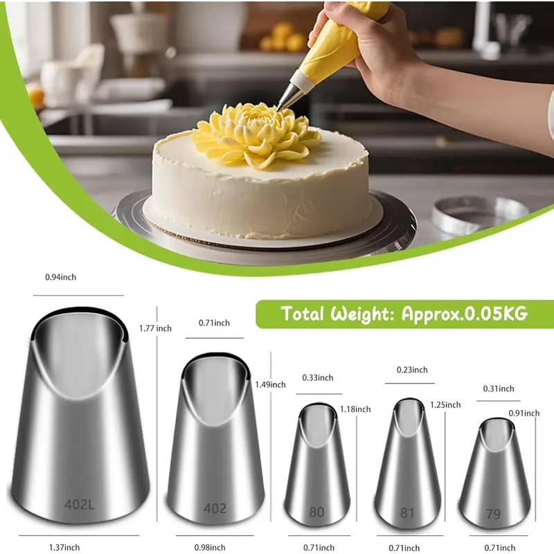 5PCS 스테인레스 스틸 파이핑 노즐 세트, 주방 액세 - Kitchen Baking Decor 리뷰 및 가격
