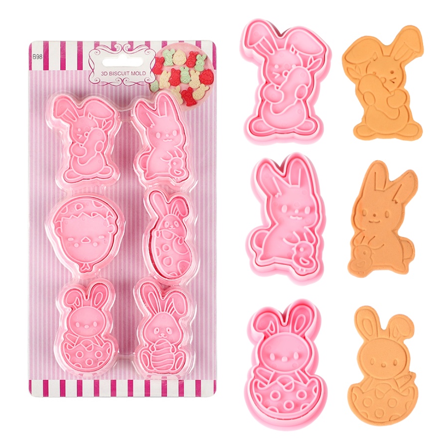 6 개/대 부활절 토끼 쿠키 커터 주방 퐁당 금형 만화 - Kitchen Baking Decor 리뷰 및 가격