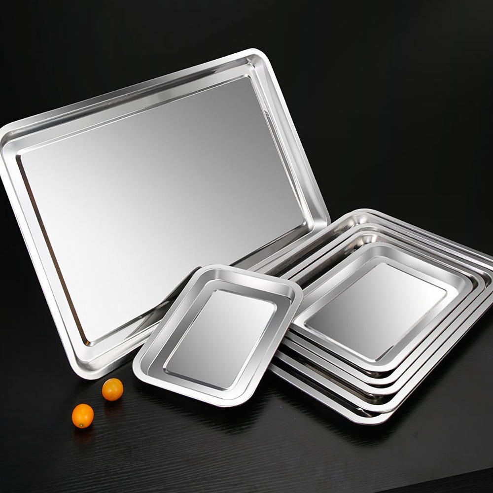 1개 스테인리스 스틸 식품 트레이 직사각형 과일 채소  - Kitchen Baking Pan Storage 리뷰 및 가격